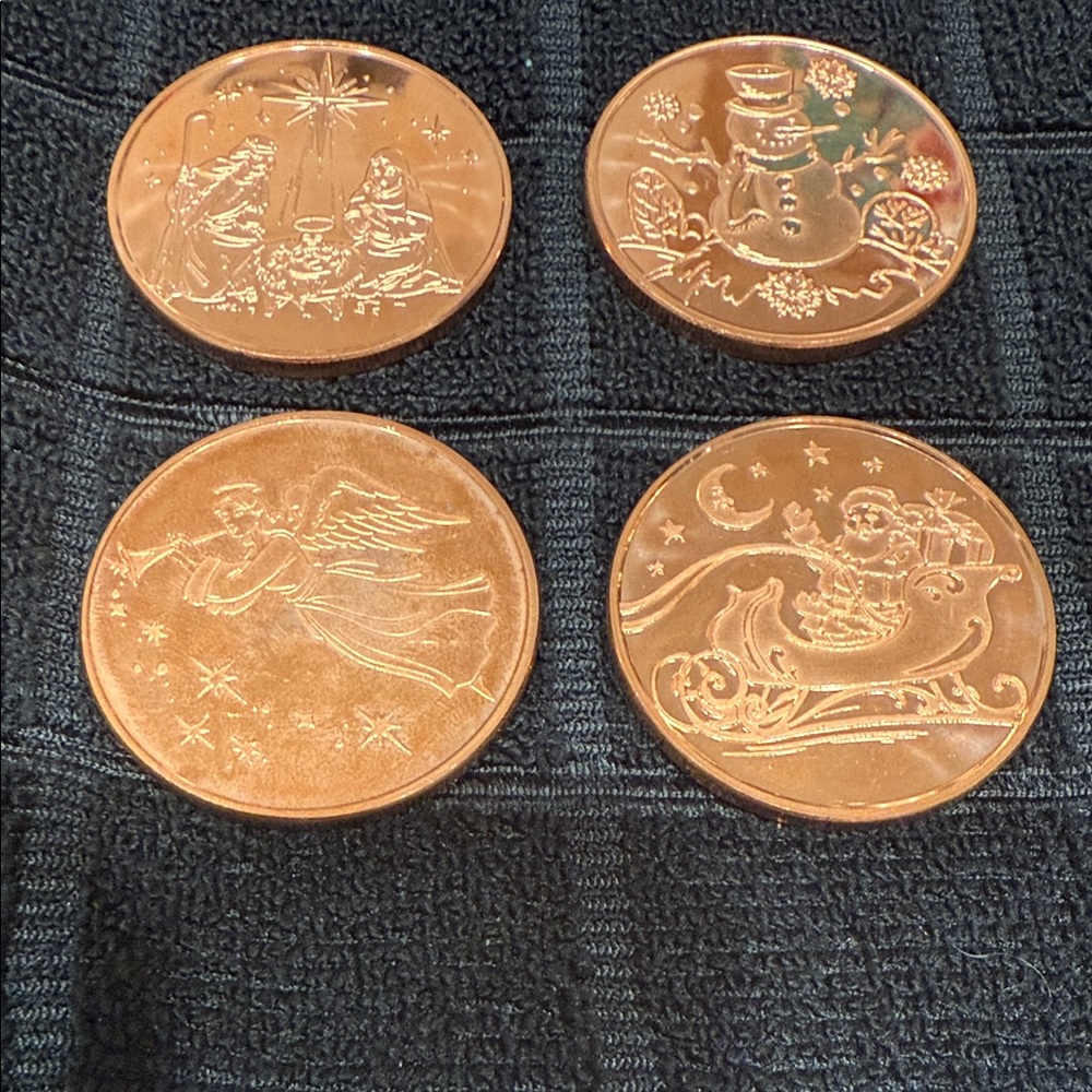 Set of Four Copper Holiday Coins